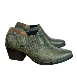 Wonders Spain Dark Green Leather Reptile Western Boot Mule Clogs EU 37 US 6.5 M